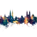 Nürnberg Germany Skyline Blue & Bronze Mural Wallpaper - pure wallpaper artwork