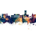 Saint-Étienne France Skyline Blue & Bronze Mural Wallpaper - pure wallpaper artwork