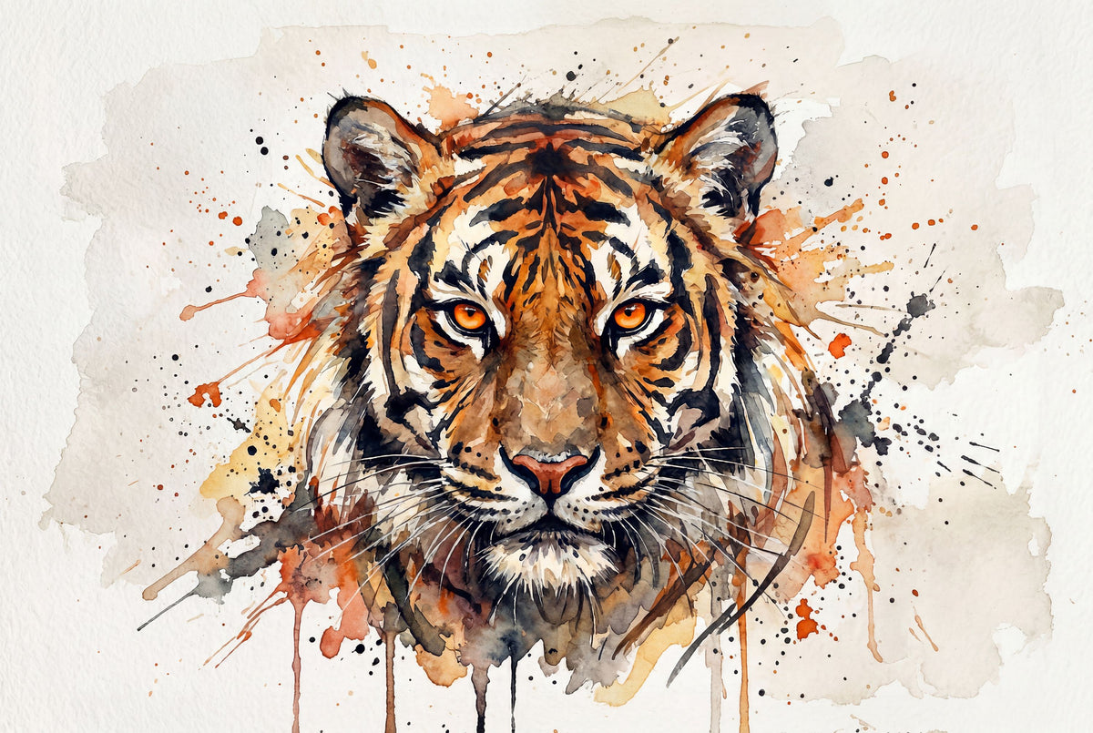 Tiger - Watercolor Predators Series Mural Wallpaper - pure wallpaper artwork