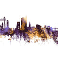 Newport Wales Skyline Purple & Gold Mural Wallpaper - pure wallpaper artwork