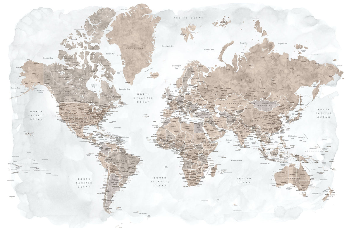 World Map Cities - Calista Mural Wallpaper - pure wallpaper artwork