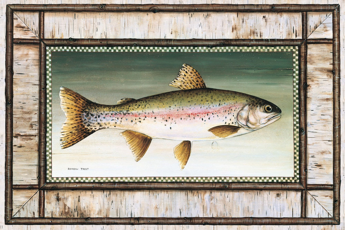Rainbow Trout Birch Border Mural Wallpaper - pure wallpaper artwork
