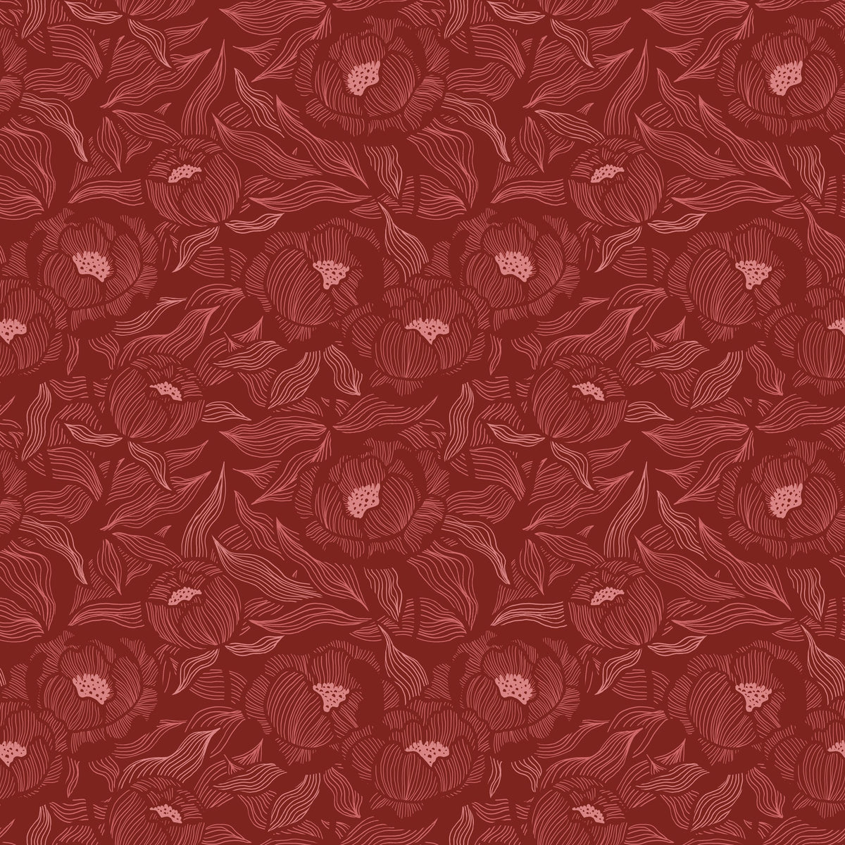 Hidden Peonies, Pink on Brick Mural Wallpaper - pure wallpaper artwork