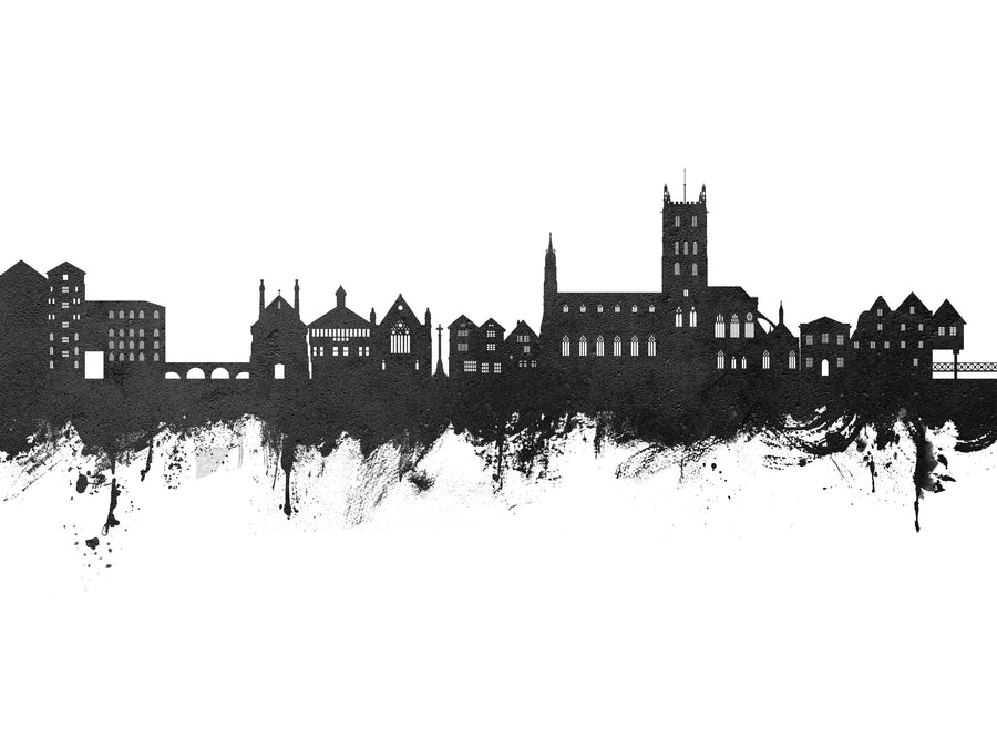Tewkesbury England Skyline Blck & White Mural Wallpaper