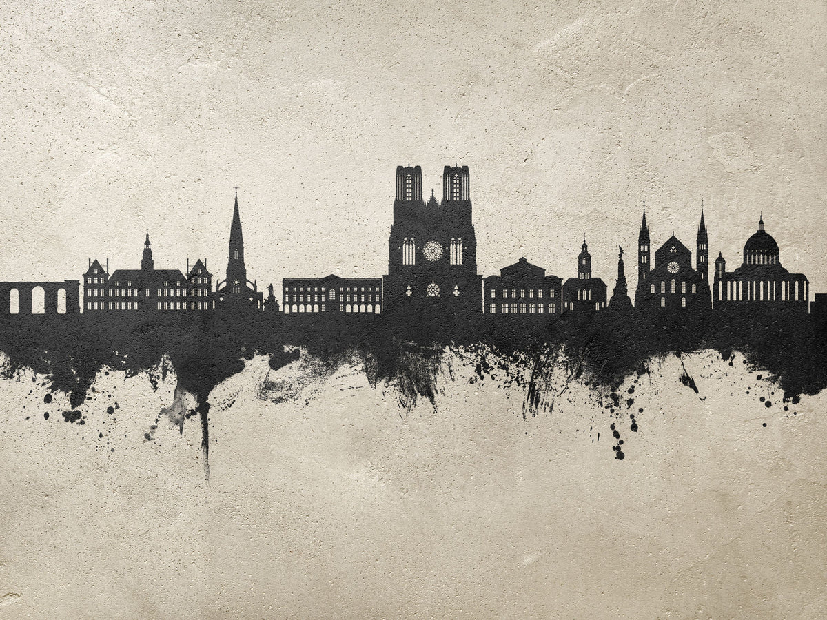 Reims France Skyline Concrete Mural Wallpaper - pure wallpaper artwork