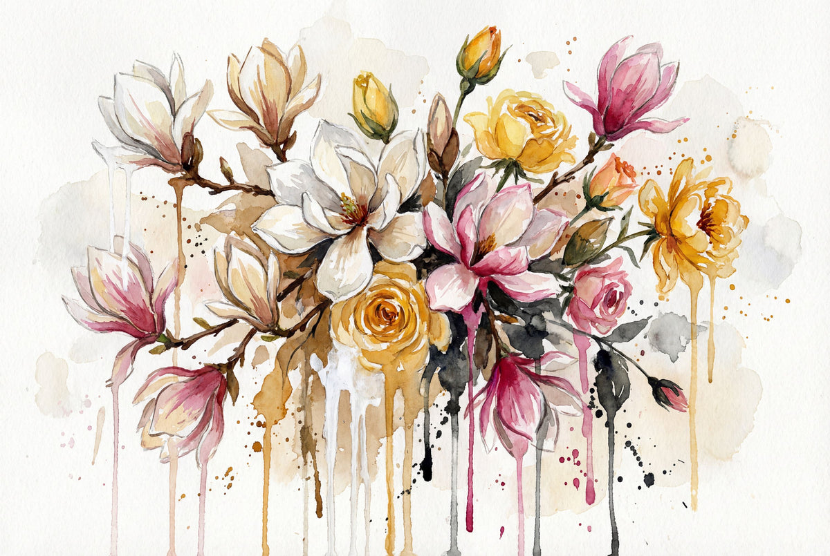 Spring Bouquet II - Watercolor Flower Series Mural Wallpaper - pure wallpaper artwork