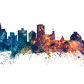 Jackson Mississippi Skyline Blue & Bronze Mural Wallpaper - pure wallpaper artwork