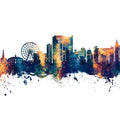 Myrtle Beach South Carolina Skyline Blue & Bronze Mural Wallpaper - pure wallpaper artwork