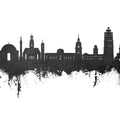 Darmstadt Skyline Black & White Mural Wallpaper - pure wallpaper artwork