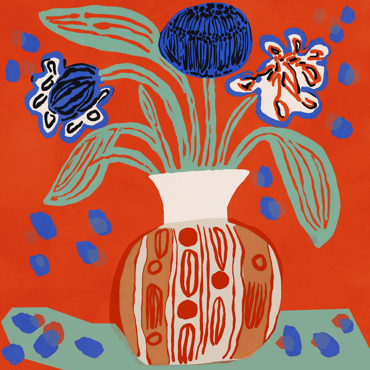 Naive Flower Still Life Mural Wallpaper - pure wallpaper artwork