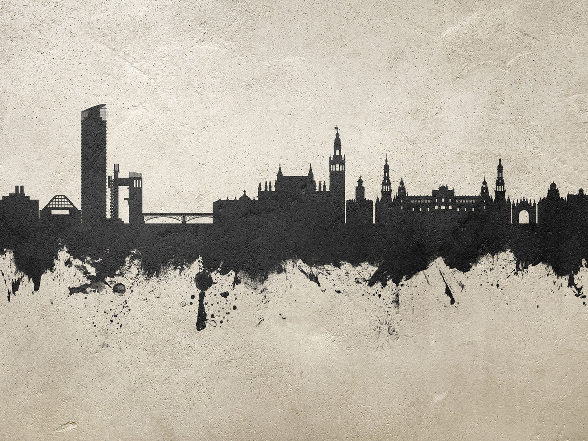 Sevilla Skyline Concrete Mural Wallpaper - pure wallpaper artwork