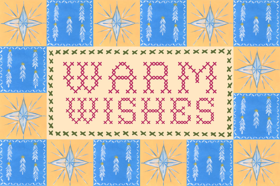 Quilted Christmas III Mural Wallpaper - Neutral Tone