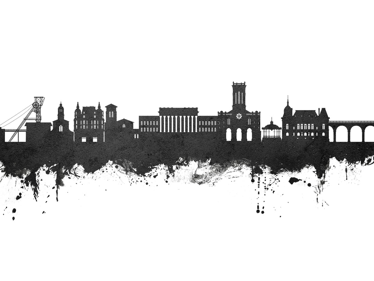 Saint-Étienne France Skyline Black & White Mural Wallpaper - pure wallpaper artwork
