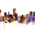 Wellington New Zealand Skyline Purple & Gold Mural Wallpaper - pure wallpaper artwork