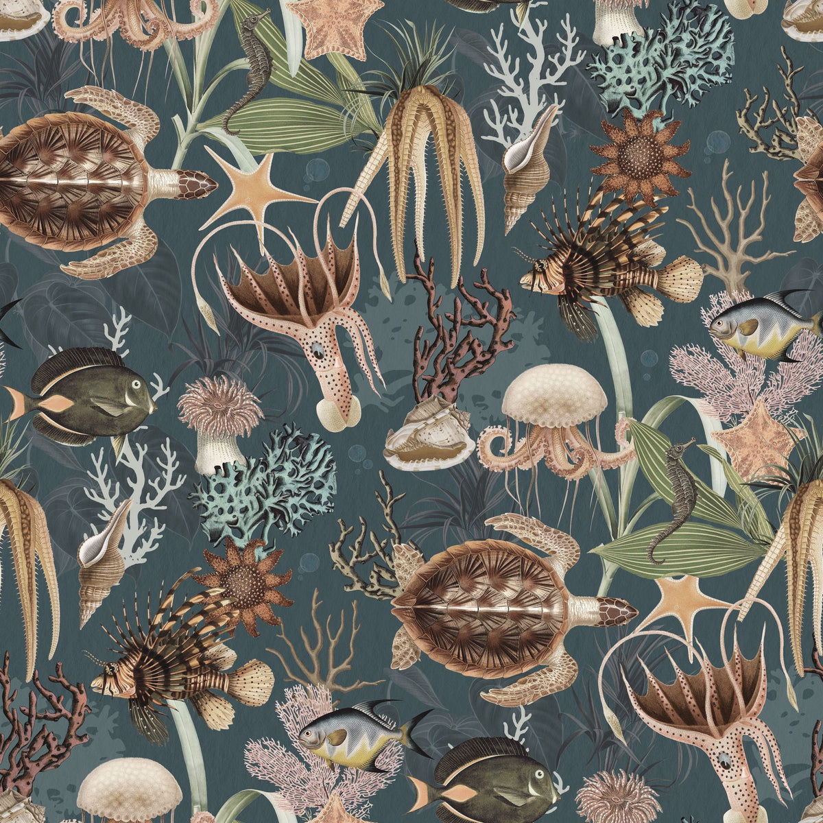 Deep Sea, Pigeon Blue Mural Wallpaper - pure wallpaper artwork