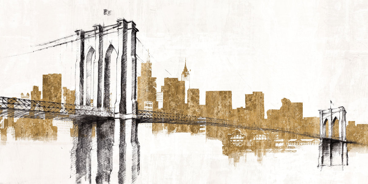 Skyline Crossing Gold Mural Wallpaper - pure wallpaper artwork
