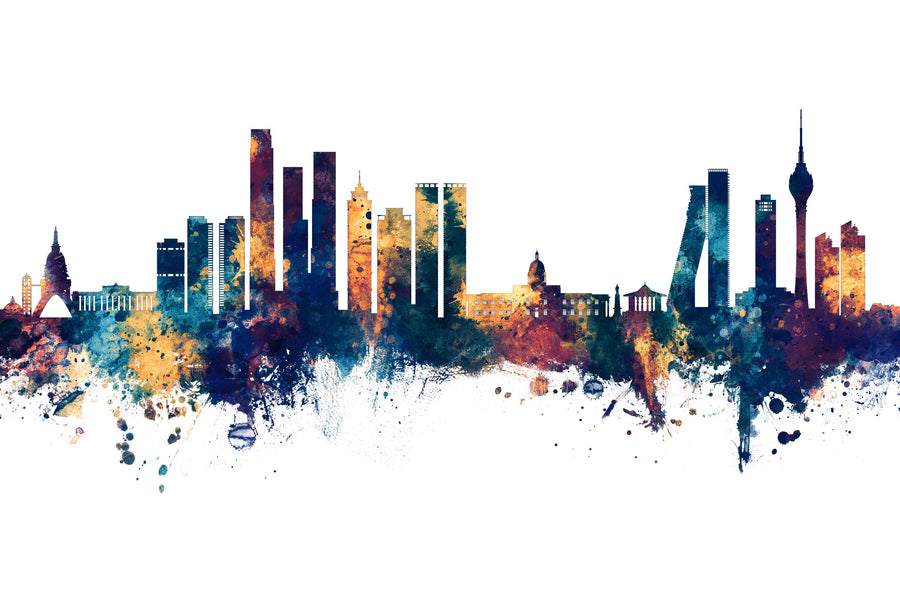 Colombo Sri Lanka Skyline Blue & Bronze Mural Wallpaper