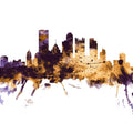 Pittsburg Pennsylvania Skyline Purple & Gold Mural Wallpaper - pure wallpaper artwork