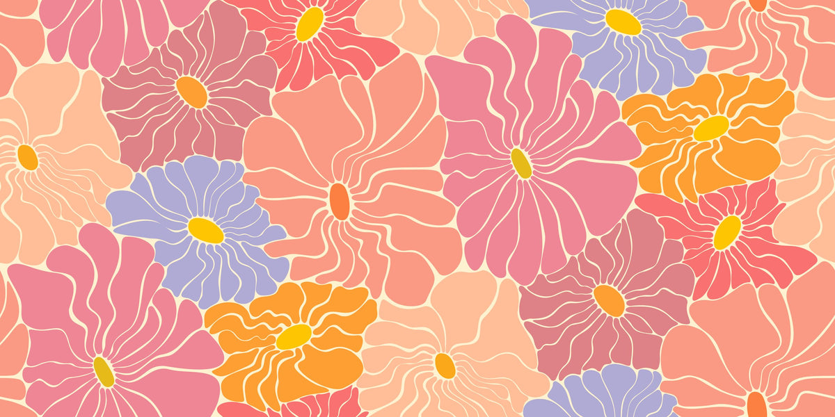 Cool Fluid Flowers, Pink Mural Wallpaper - pure wallpaper artwork