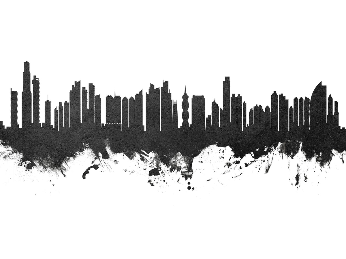 Panama City Skyline Black & White Mural Wallpaper - pure wallpaper artwork