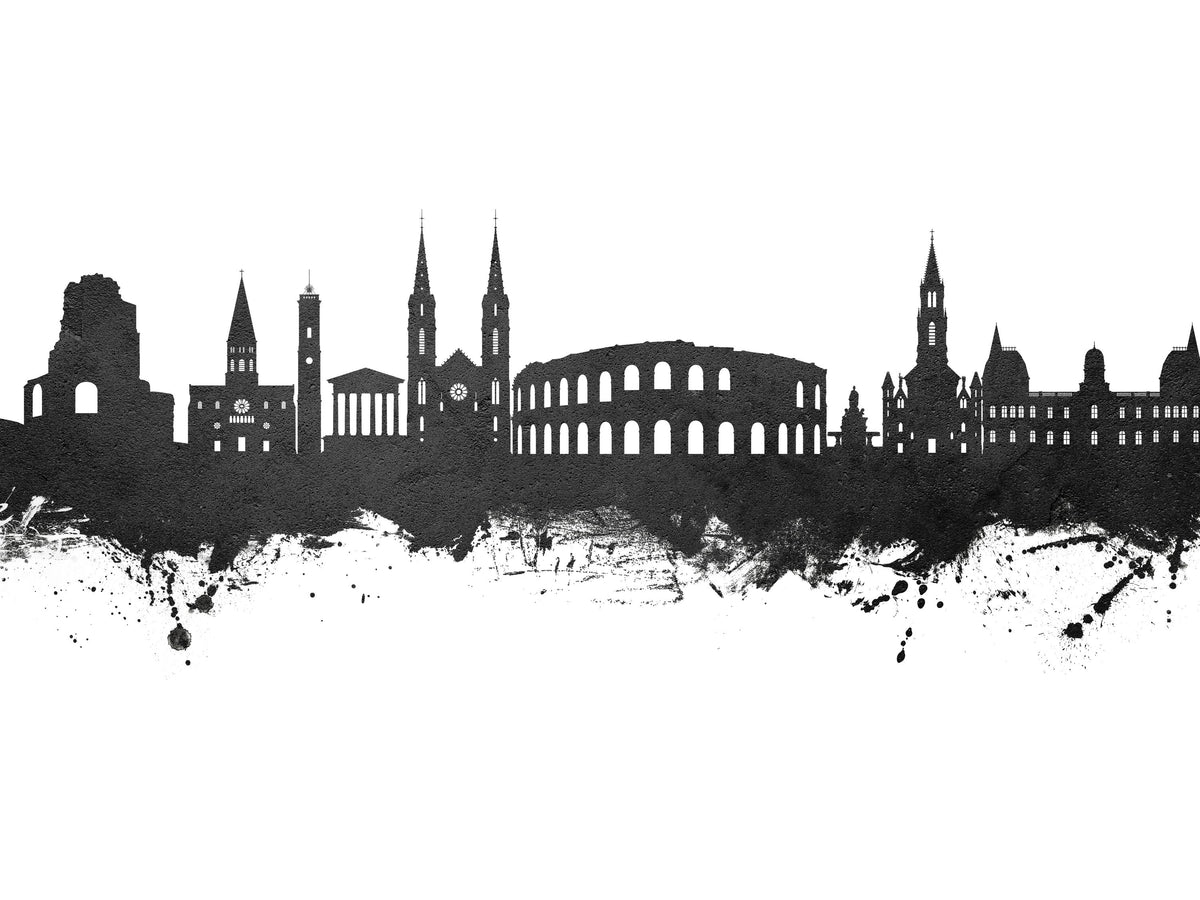 Nîmes France Skyline Black & White Mural Wallpaper - pure wallpaper artwork