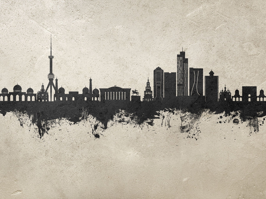 Tashkent Uzbekistan Skyline Concrete Mural Wallpaper