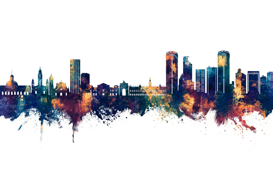 Caracas Skyline Blue & Bronze Mural Wallpaper