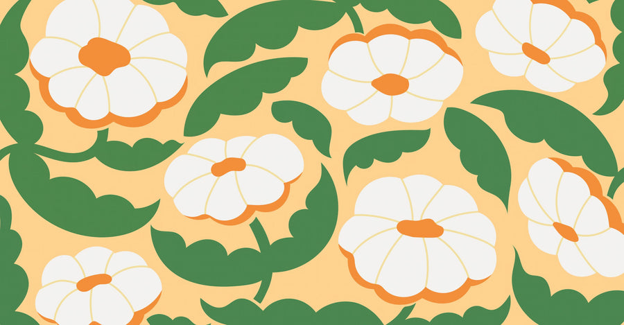 Tangerine Bloom Mural Wallpaper