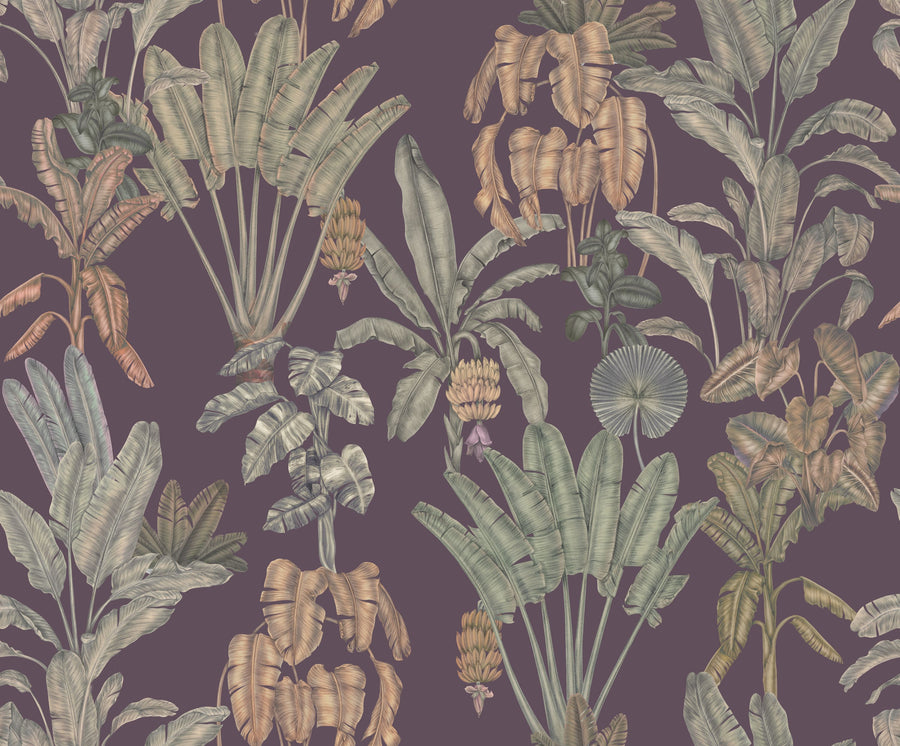 Banana Grove, Lilac Mural Wallpaper