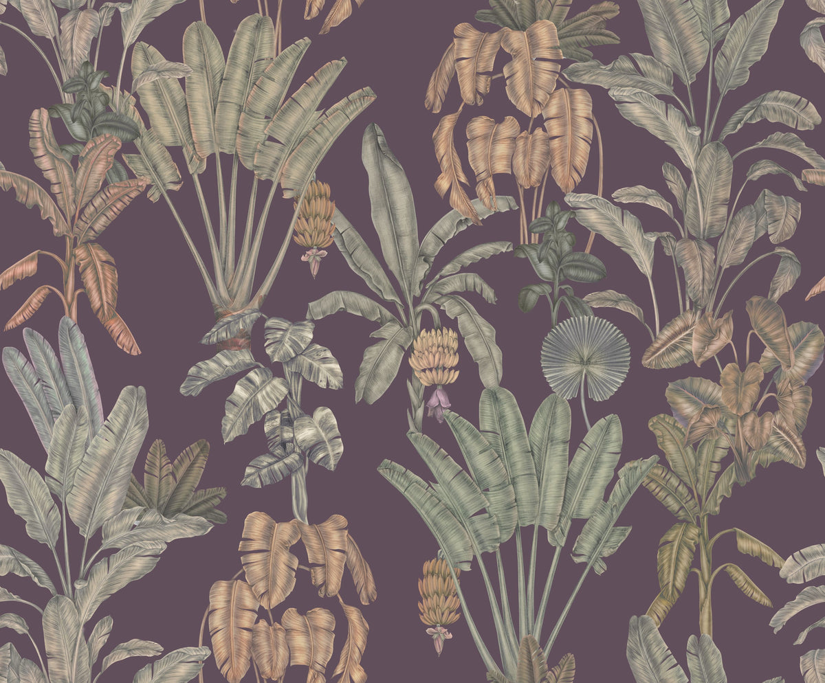 Banana Grove, Lilac Mural Wallpaper - pure wallpaper artwork