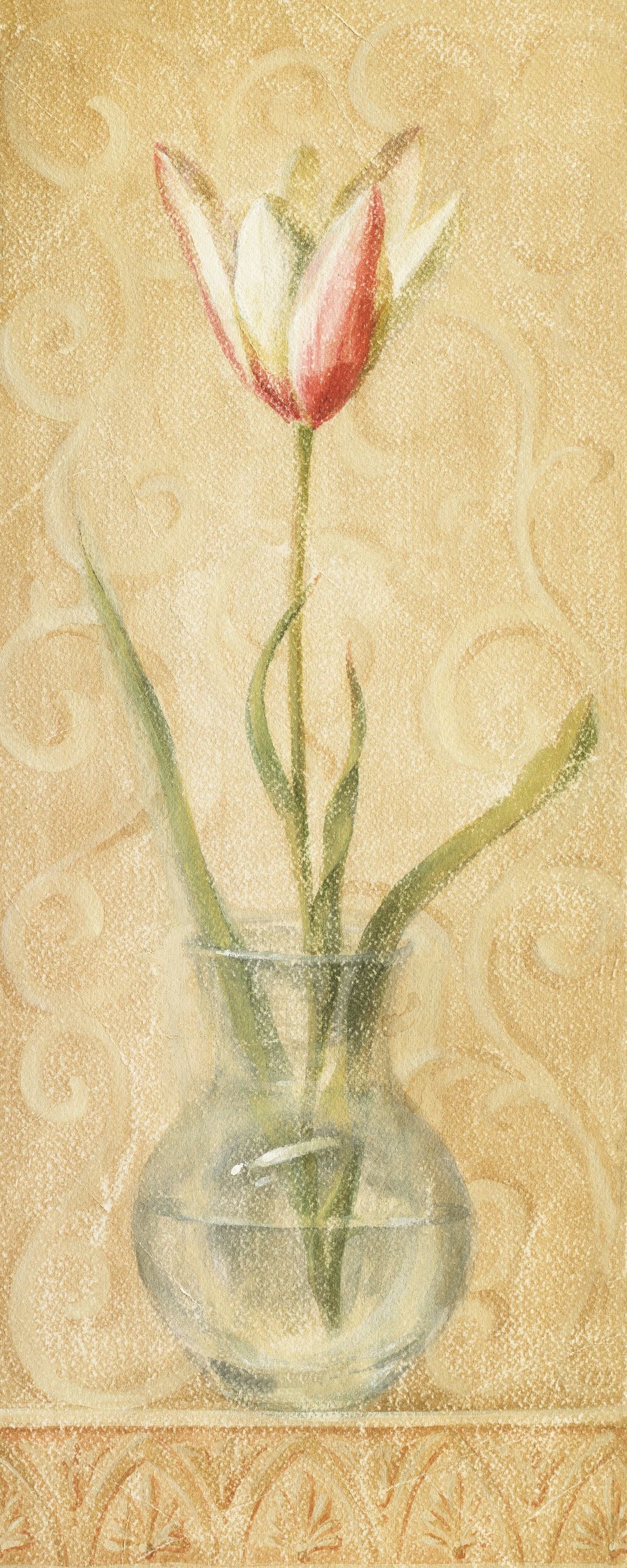 Vintage Tulip in Glass Vase Mural Wallpaper