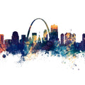 St Louis Missouri Skyline Blue & Bronze Mural Wallpaper - pure wallpaper artwork