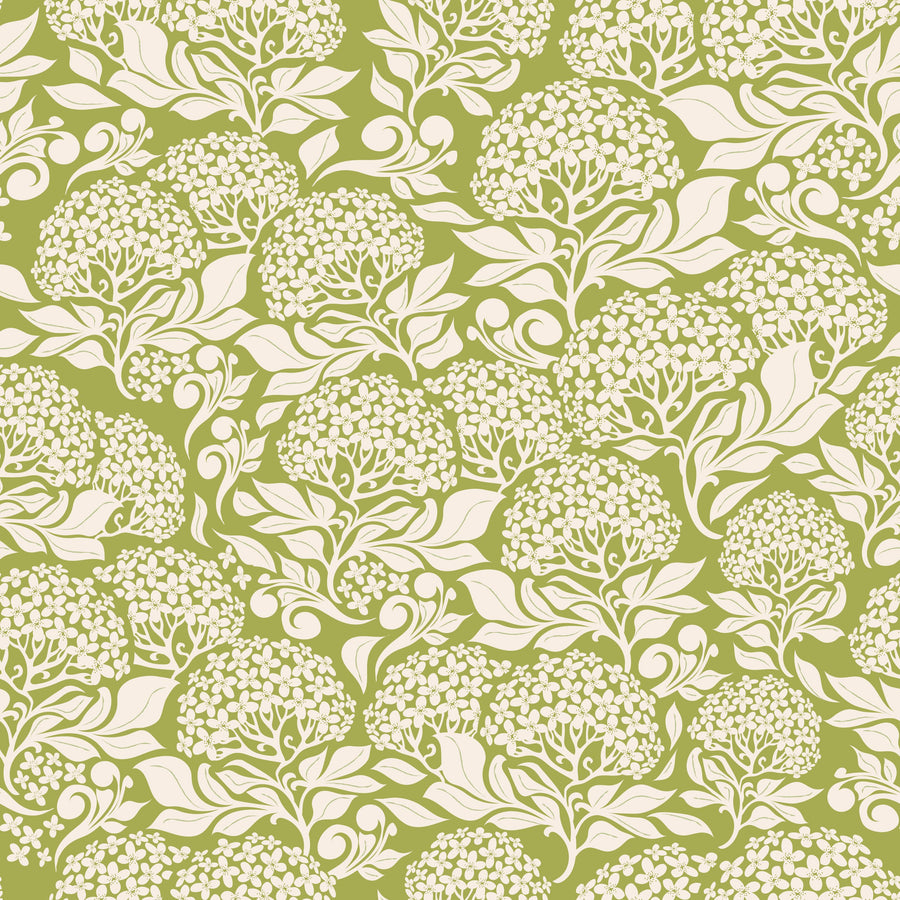 Hydrangea, Pistachio Mural Wallpaper