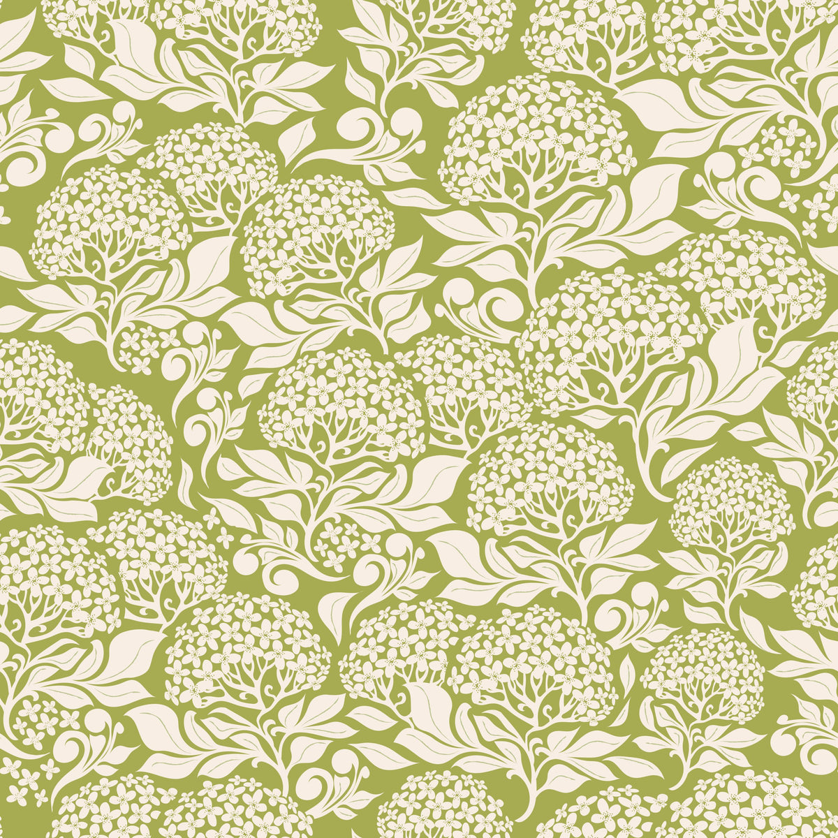 Hydrangea, Pistachio Mural Wallpaper - pure wallpaper artwork