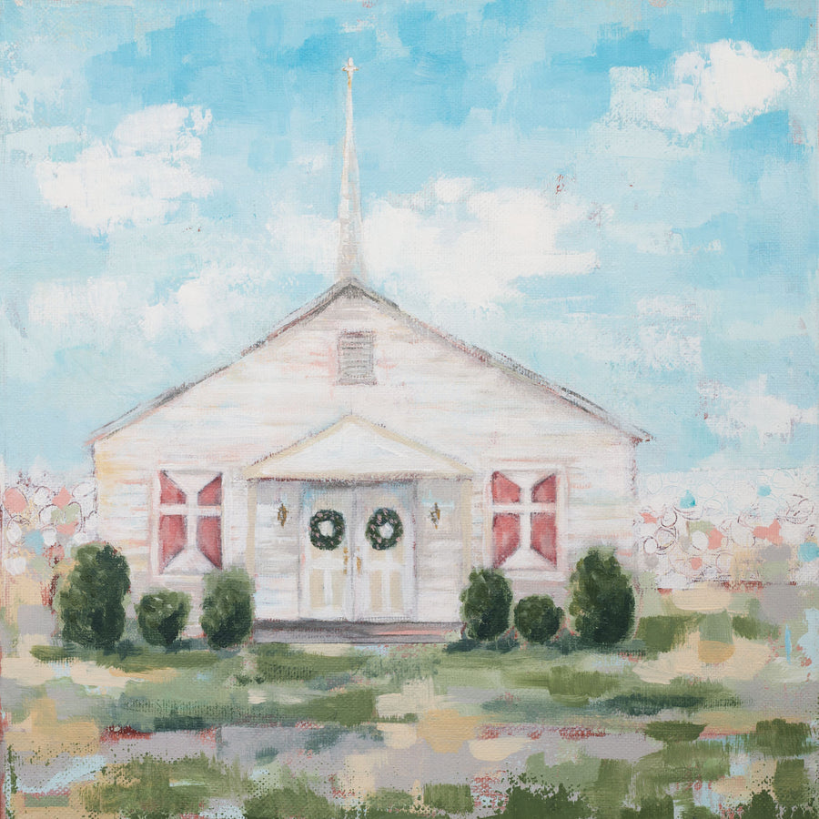 Church in a Cotton Field Mural Wallpaper