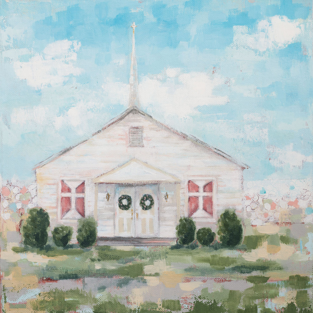 Church in a Cotton Field Mural Wallpaper - pure wallpaper artwork
