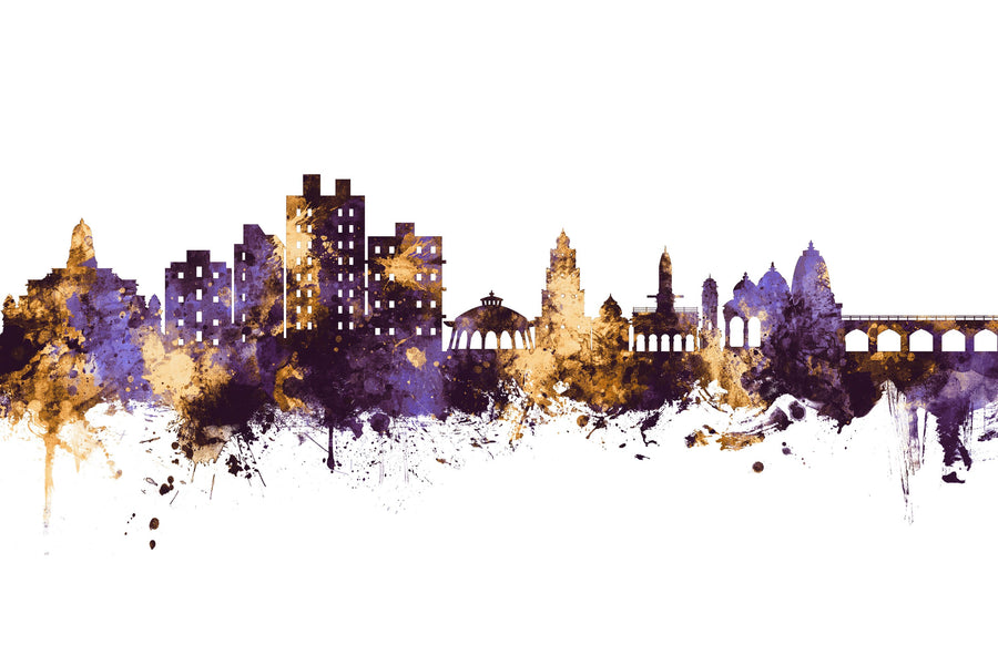 Nashik India Skyline Purple & Gold Mural Wallpaper
