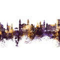 Pamplona Spain Skyline Purple & Gold Mural Wallpaper - pure wallpaper artwork