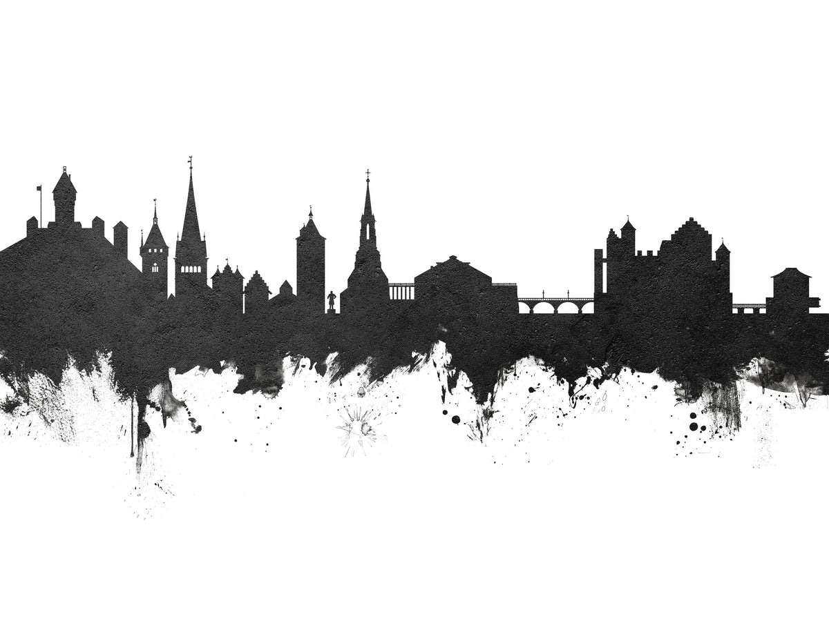 Schaffhausen Switzerland Skyline Black & White Mural Wallpaper - pure wallpaper artwork