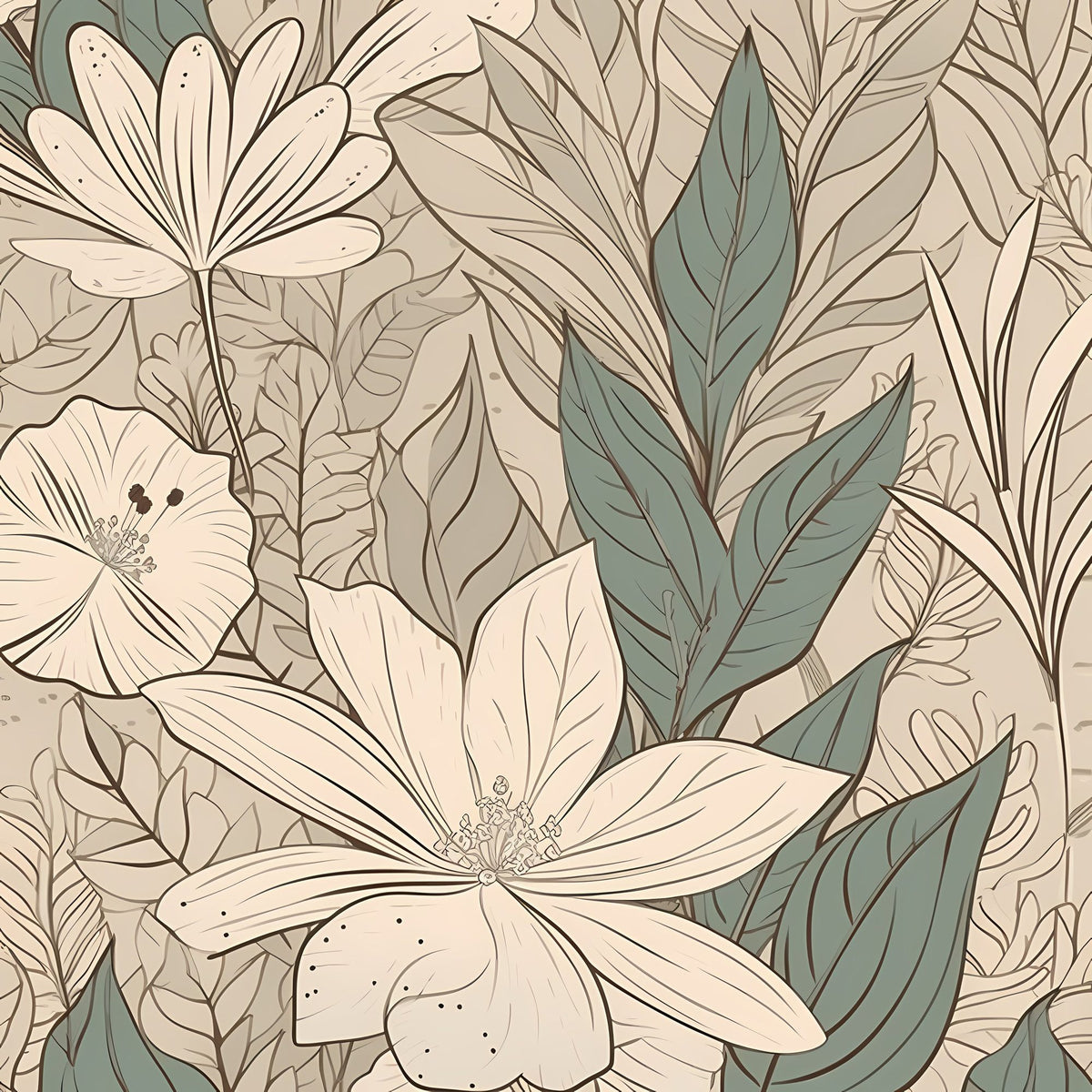 Leaf Lines Mural Wallpaper - Warm Tone - pure wallpaper artwork