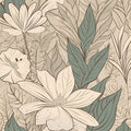 Leaf Lines Mural Wallpaper - Warm Tone - pure wallpaper artwork