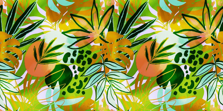 Botanical Wallpaper Mural – Leaf & Plant Wall Mural – Hawaiian Leaves printable artwork