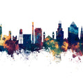 Durham North Carolina Skyline Blue & Bronze Mural Wallpaper - pure wallpaper artwork