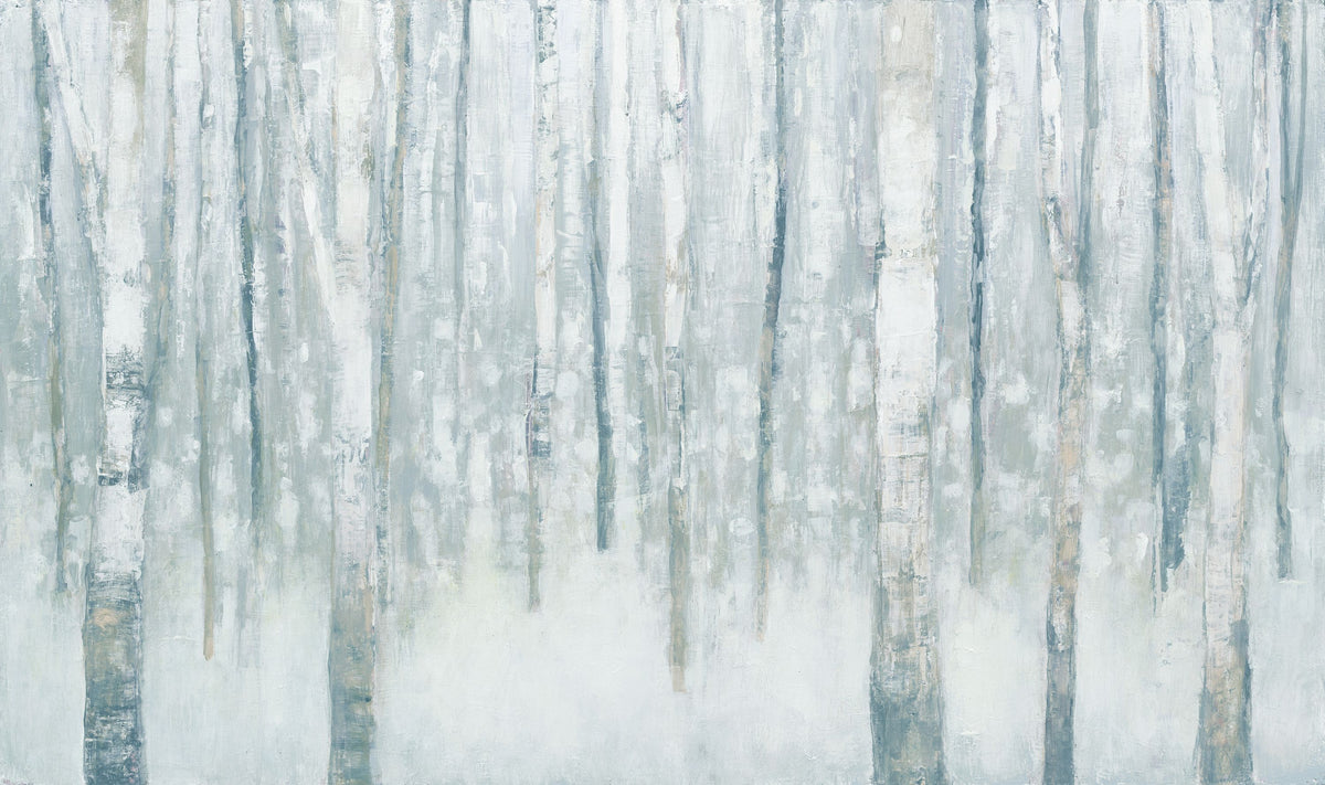 Birches in Winter Blue Gray Mural Wallpaper - pure wallpaper artwork