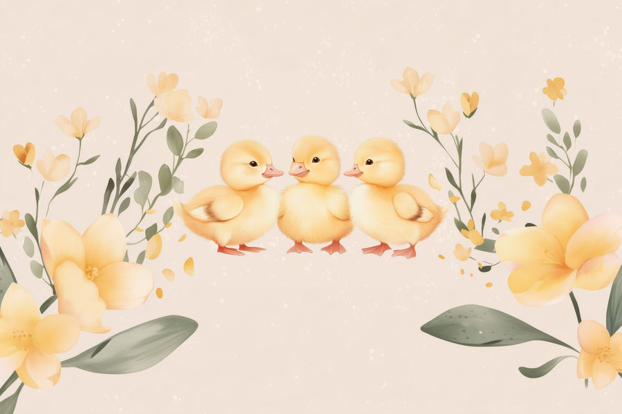 Charming Ducklings Mural Wallpaper