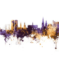 Dundee Scotland Skyline Purple & Gold Mural Wallpaper - pure wallpaper artwork