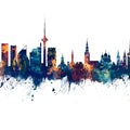 Tallinn Estonia Skyline Blue & Bronze Mural Wallpaper - pure wallpaper artwork