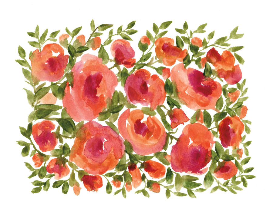 Coral Blooms Mural Wallpaper - Red Tone