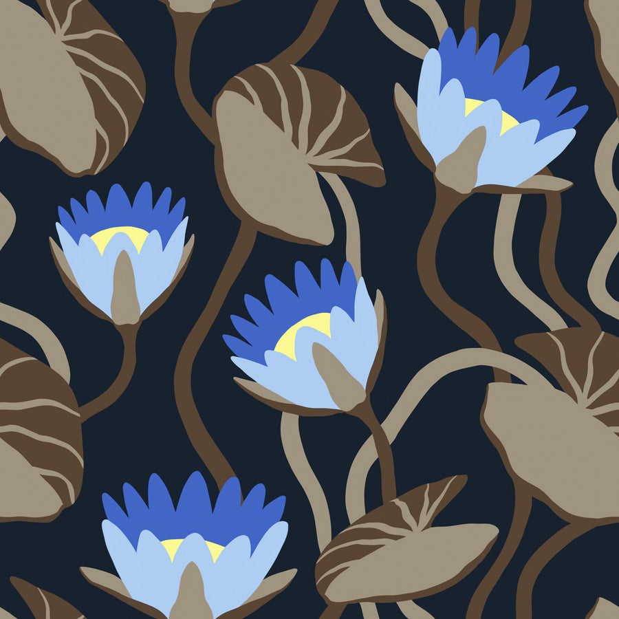 Midnight Botanical Mural Wallpaper