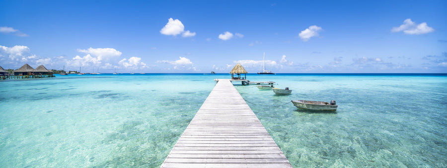 Wooden Pier Mural Wallpaper - Blue Tone